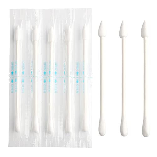 Olive Oil Makeup Remove Cotton Swabs - Individually Wrapped Double Tipped Paper Sticks, 100 Count (Round/Pointed End)