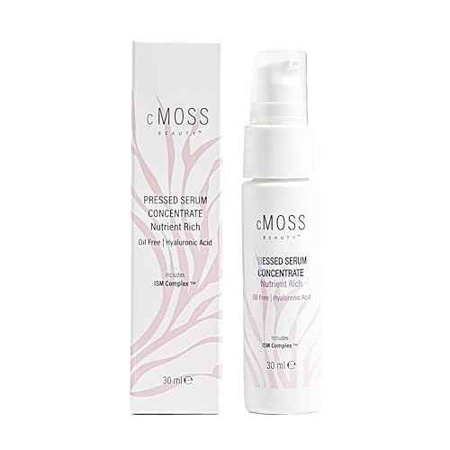 Sea Moss Infused Pressed Serum Concentrate with Hyaluronic Acid, Oil-Free, Vegetable Ceramides, and Vitamins A,C,E to Plump and Tighten Skin