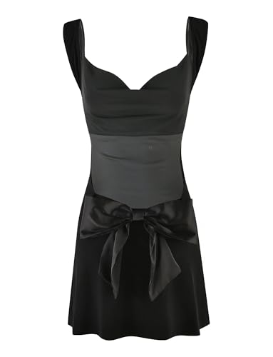Tiger Mist Zita Mini Dress - Backless Cowl Neck with Satin Bow