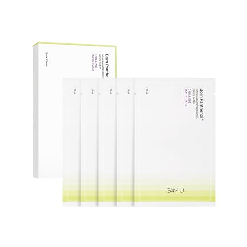 SAM'U Born Panthenol Chilling Mask ? Korean Facial Sheet Mask with Birch Sap & Xylitol for Deep Hydration ? Soothing & Cooling Face Mask, Vegan Korean Glass Skin Care Face Mask (5 Sheets)