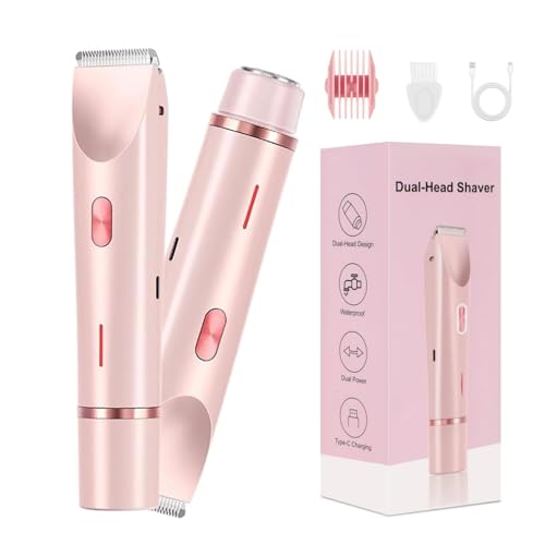 2-in-1 Bikini Trimmer & Body Shaver - Waterproof, Cordless, Pink