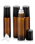 10ml Amber Glass Roller Bottles, 4-Pack Essential Oil Set
