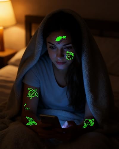 Luminous Turtle Temporary Tattoos Glow Dark 168 Pieces