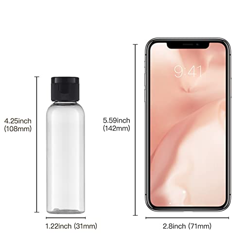 2oz Travel Bottles, Clear Flip Cap, 10-Pack Leakproof