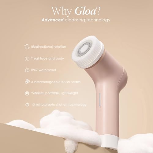 Gloa Face and Body Cleansing Brush by Project E Beauty | 3 Cleaning Brushes | Pore Cleaner | Scrub Brushes for Cleaning | Exfoliate for Face & Body | Brush Cleaner for Body | Waterproof Skin Care Kit