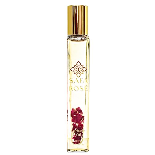 SAFA Rosé Fragrance Oil Roller (No Alc) Bulgarian Damask Rose Scent | Organic Oil for Women & Men | 10 mL .33 fl Oz