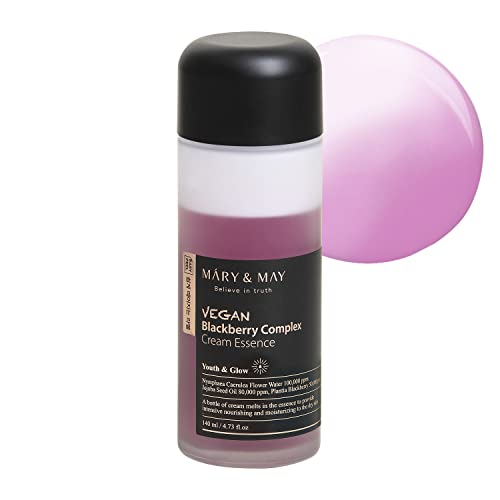 Mary&May Vegan Blackberry Complex Cream Essence 140ml, Hydrating & Soothing Essence, Fragrance-Free, Hypoallergenic, Deep Moisture, Anti-Aging, Boost Elasticity, Korean Skincare