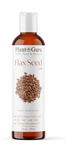 Flaxseed Oil 4 fl. oz. Unrefined Cold Pressed 100% Pure Natural Carrier For Skin, Face, Body Moisturizer, and Hair Growth.