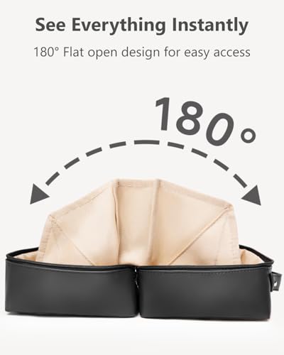 Travel Makeup Bag, 180° Flat Open Cosmetic Organizer, Large Capacity