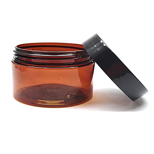 4 oz Amber Plastic Cosmetic Jars with Lids (6 Pack)