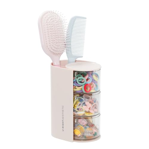 Pink 3-Layer Hair Accessories Organizer for Girls - Sturdy Plastic Storage Box