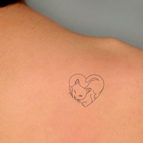 Cat Outline Temporary Tattoos – Minimalist Fake Tattoos