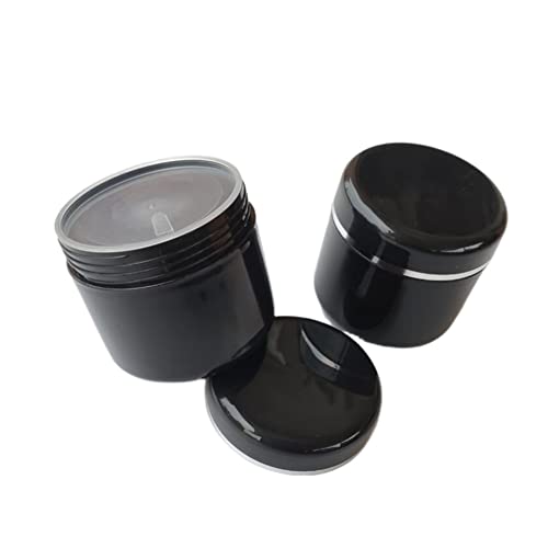 8 Pack Plastic Empty Cosmetic Containers with Lid, Portable 4.8 Oz 150ml Refillable Make-up Face Cream Jars Case for Body Scrub Mask Lotion Storage Pot (Black)