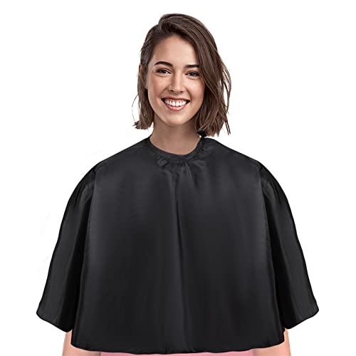Short Barber Cape Salon Apron for Hair Cutting Dye Coloring - Black - 1