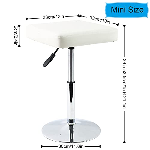 FURWOO White Square Salon Stool - Height Adjustable Step Stool for Vanity,Manicure,Shop,Barber Home Office,Small