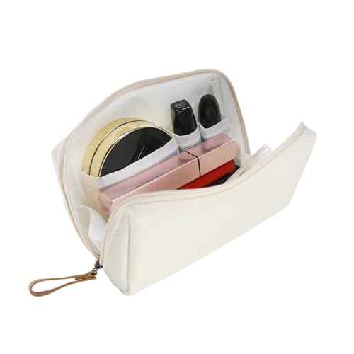 Small Makeup Bag for Purse Portable Waterproof Cosmetic Bag Travel Makeup Pouch for Women (Beige)