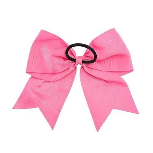 24PCS 7" Large Breast Cancer Awareness Cheer Hair Bows, Glitter Pink Ribbon Bow Ponytail Holder for Cheerleader Girls Cheerleading Hair Accessories Elastic Hair Band for Kids Women (White Pink)