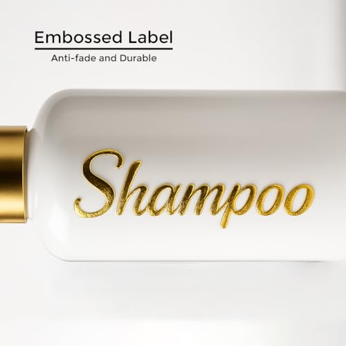 Shampoo and Conditioner Dispenser - Essentials Toiletry Bottles - Shower Refillable Shampoo and Body Wash Soap Pump Bottle ? 3X 16oz Containers - White Diamond Round