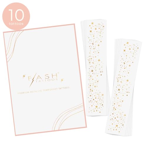 GALACTIC GOLD FACE FRECKLES set of 10 premium festival waterproof temporary metallic gold foil face Flash Tattoos | gold freckles, gold star tattoo, face shimmer, freckles, festival tattoo