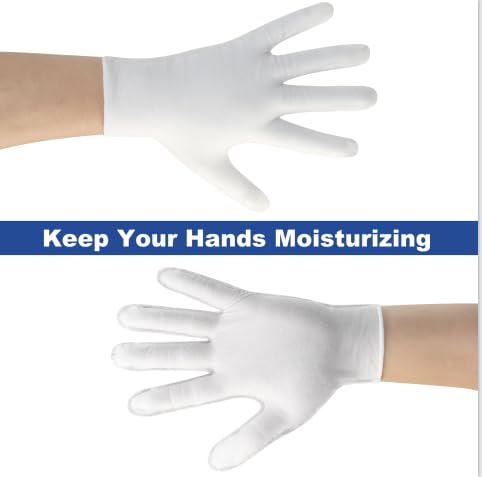 White Cotton Gloves for Moisturizing Hands, Eczema & Spa Use – Pack of 3