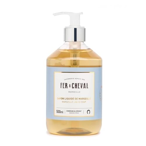 Fer ? Cheval Marseille Liquid Soap, Luxury French Liquid Soap, Savon Liquide De Marseille, Seaside Citrus, 500 ml/16.9 fl oz