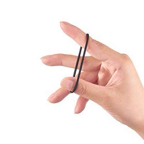 No-Metal Girls Elastic Hair Ties - Black 2mm, 50 Count - Strong & Gentle