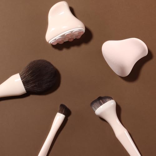 Professional 5-Piece Makeup Brush Set with Sponge & Facial Roller Gift Box
