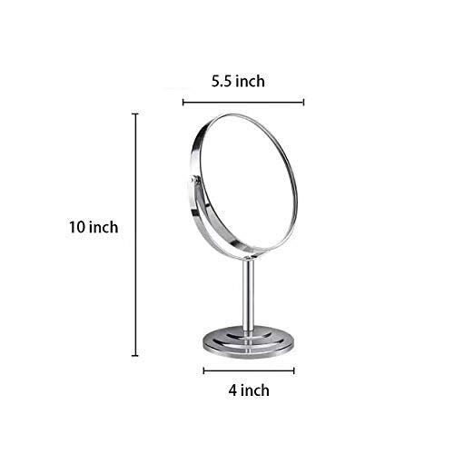 Tabletop Makeup Mirror, Two Sided 1X & 3X Magnifying Mirror, Magnified Vanity Mirror with 360 Degree Swivel for Bathroom or Bedroom, Chrome Finish, Silver (Pack of 3)
