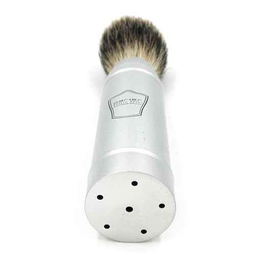Parker Full Size Travel Shaving Brush with Pure Badger Bristles - Ingenious Design Stores the Brush Head in the Handle Making the Brush Compact for Travel