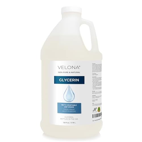 velona Glycerin Vegetable USP Grade 1 Gallon / 128 Fl Oz | 100% Pure and Natural Carrier Oil | Hair and Face Moisturizer for Dry Skin, Bubble Bath, Glycerin Soap, Soap Base | Enjoy Results