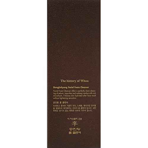 The History of Whoo Gongjinhyang Facial Foam Cleanser | Rich & Gentle Foaming Cleanser for Facial Grime & Makeup Removal | Fine & Abundant Foam Bubbles for Mild Cleansing Effect, 180ml