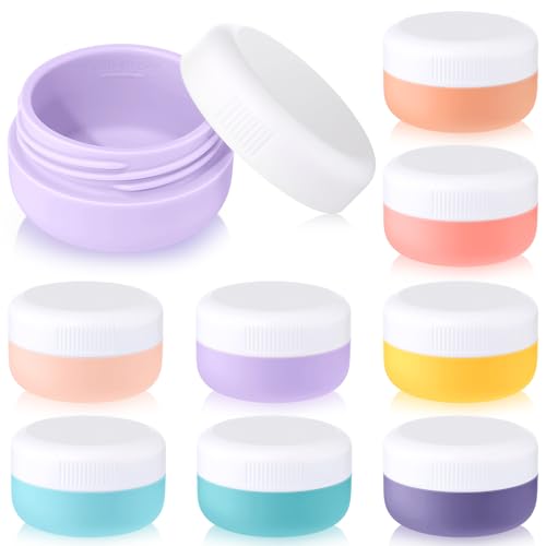 8 Pack 30ml Silicone Travel Cream Jars with Lids