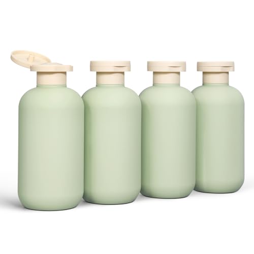 DEMORA 6.6oz Green Refillable Travel Bottles Set - Leakproof Toiletry Containers