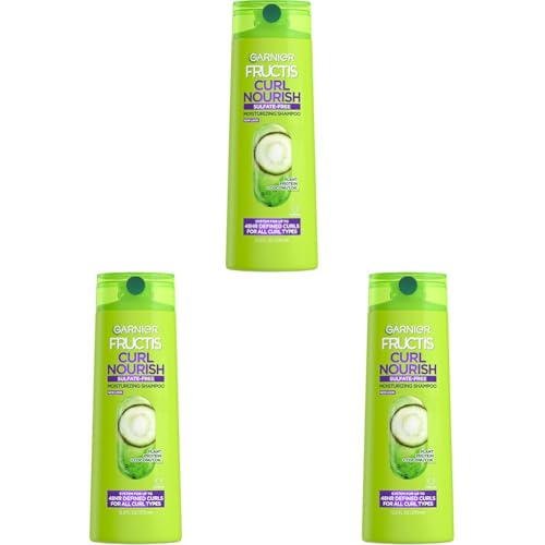 Garnier Fructis Curl Nourish Sulfate Free Moisturizing Shampoo, 12.5 Fl Oz, (Packaging May Vary) (Pack of 3)