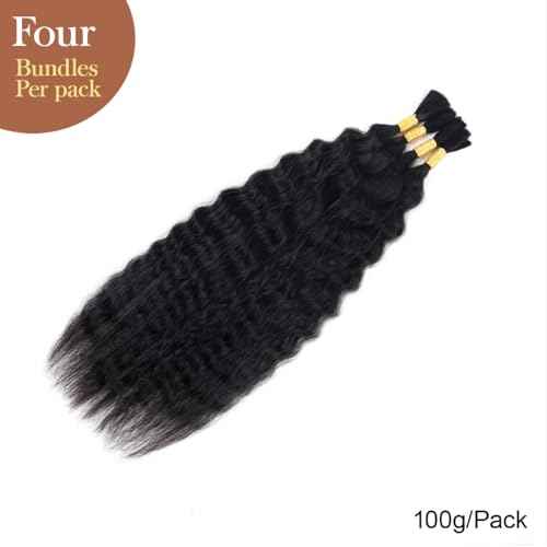 Wet and Wavy Human Braiding Hair Super Wave Bulk Human Hair For Braiding No Weft 100g (1Pack-4PCS) Super French Human Braiding Hair For Boho Braids (Super Wave£¨#1b£©, 20 Inch)
