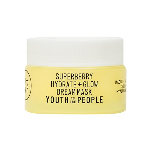 Youth To The People Superberry Glow Dream Mask - Brightening Overnight Face Mask + Hyaluronic Acid Night Moisturizer with Vitamin C & Squalane Oil for Even Skin Tone - Clean, Vegan Skincare (2oz)