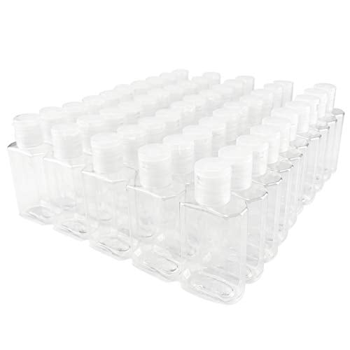 Empty Hand Sanitizer Travel Size Bottles, 2oz, 50 Pack, Plastic Clear Refillable Flip-Top Containers for Shampoo, Baby Shower