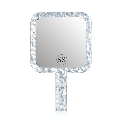 YEAKE Double-Sided Magnifying Hand Mirror 1X/5X Makeup