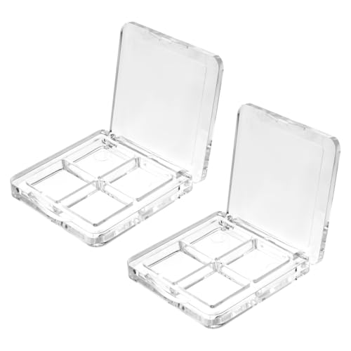 Beaupretty 2 Pack Refillable Lipstick & Makeup Palette Set - Clear 4-Grid Depotting Cases for Women Girls Ladies