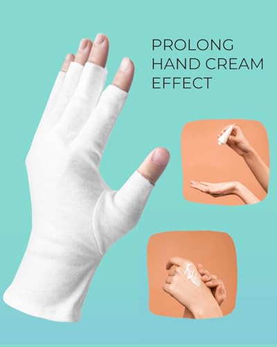 ANSMIO 2 Pairs White Cotton Fingerless Moisturizing Gloves with Open Tips for Dry Hands & Sleep