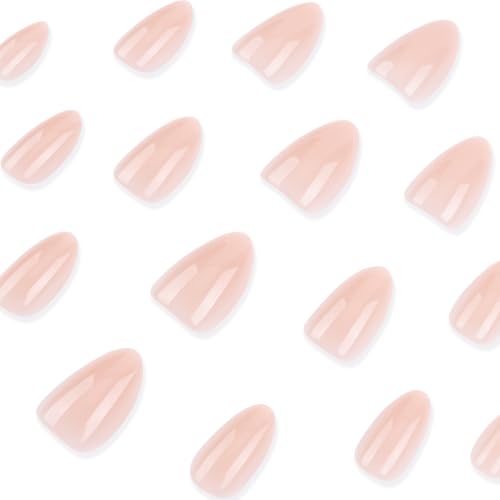Medium Almond Press On Nails Nude Pink Glossy 24pc