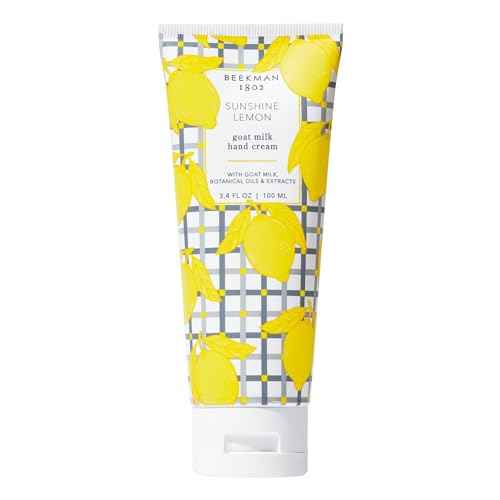 Beekman 1802 Sunshine Lemon Hand Cream - Scented - 3.4 fl oz - Nourishes, Hydrates & Repairs - With Goat Milk, Shea Butter & Glycerin - Non-Greasy - No Irritation - Good for Sensitive Skin