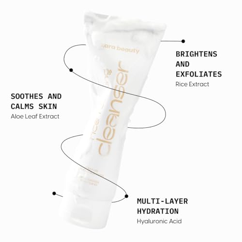 Kara Beauty Rice Foaming Cleanser Lightweight Face Wash with Rice Bran Extract and 5 Layer Gentle Foaming Facial Cleanser Travel Size Face Wash for Daily Skin Care Cleansing Brightening for Women