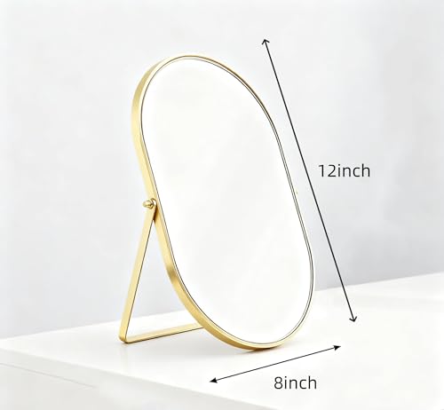 Feyarl Oval Vanity Mirror 12x8 Inch - Gold Cosmetic Mirror