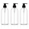 3 Pack 17oz (500ml) Empty Pump Bottles Jansburg Clear Lotion