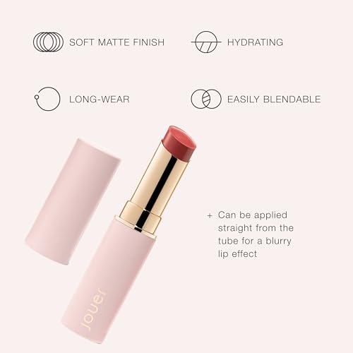 Jouer Balm Bouche Demi-Matte Lip-Féminité - Tinted Lip Balm - Hydrating Lip Tint Long Lasting - Matte Lip Color - Jojoba Seed Oil and Shea Butter Formula