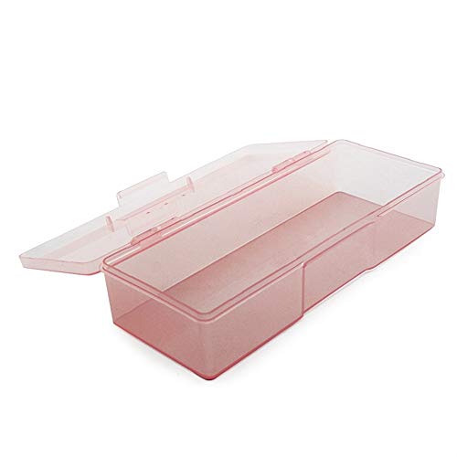 Transparent Nail Art Storage Box with Pink Flip Lid