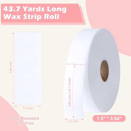 400 Pcs Non-Woven Wax Strip 1.5''x44 Yards Pre-cut Wax Strips Epilating Strips 1.5 X 4 Inch For Body Facial Tear-Resistant & Lint-Free Air 1 Roll Removal Paper Women Arms Legs Hair Cleaning Remove