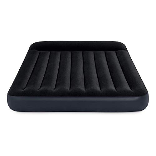 Intex 64149ED Dura-Beam Standard Pillow Rest Air Mattress: Fiber-Tech – Queen Size – Built-in Electric Pump – 10in Bed Height – 600lb Weight Capacity