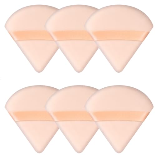 Pimoys 6-Pack Triangle Powder Puff Sponges for Makeup, Wet or Dry Application